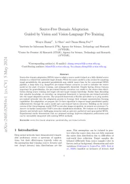 Source-Free Domain Adaptation Guided by Vision and Vision-Language
  Pre-Training