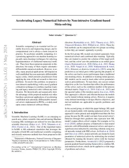 Accelerating Legacy Numerical Solvers by Non-intrusive Gradient-based
  Meta-solving