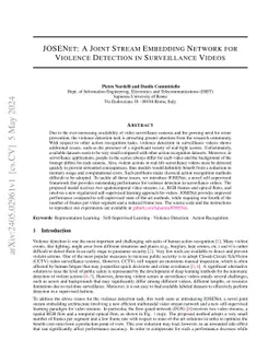 JOSENet: A Joint Stream Embedding Network for Violence Detection in
  Surveillance Videos