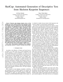 SkelCap: Automated Generation of Descriptive Text from Skeleton Keypoint
  Sequences