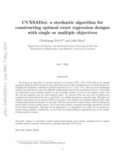 CVXSADes: a stochastic algorithm for constructing optimal exact
  regression designs with single or multiple objectives