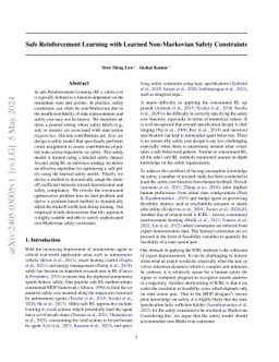 Safe Reinforcement Learning with Learned Non-Markovian Safety
  Constraints