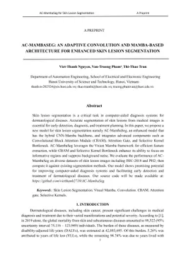AC-MAMBASEG: An adaptive convolution and Mamba-based architecture for
  enhanced skin lesion segmentation