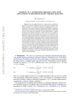 Stability of a Generalized Debiased Lasso with Applications to
  Resampling-Based Variable Selection