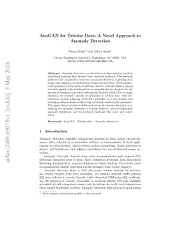 AnoGAN for Tabular Data: A Novel Approach to Anomaly Detection