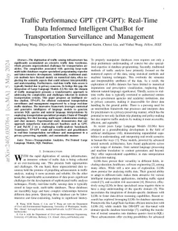 Traffic Performance GPT (TP-GPT): Real-Time Data Informed Intelligent
  ChatBot for Transportation Surveillance and Management