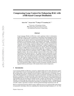 Compressing Long Context for Enhancing RAG with AMR-based Concept
  Distillation