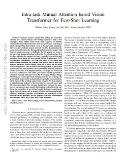 Intra-task Mutual Attention based Vision Transformer for Few-Shot
  Learning