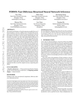 FOBNN: Fast Oblivious Inference via Binarized Neural Networks
