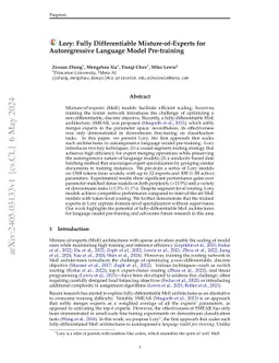Lory: Fully Differentiable Mixture-of-Experts for Autoregressive
  Language Model Pre-training