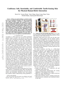 CushSense: Soft, Stretchable, and Comfortable Tactile-Sensing Skin for
  Physical Human-Robot Interaction