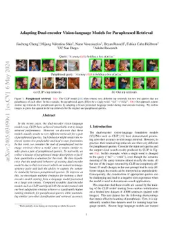 Adapting Dual-encoder Vision-language Models for Paraphrased Retrieval
