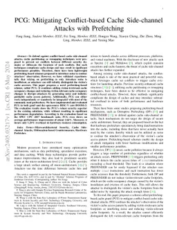 PCG: Mitigating Conflict-based Cache Side-channel Attacks with
  Prefetching