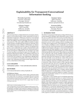 Explainability for Transparent Conversational Information-Seeking