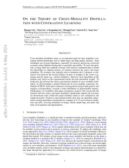 A Generalization Theory of Cross-Modality Distillation with Contrastive
  Learning