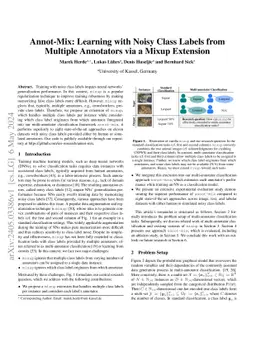 Annot-Mix: Learning with Noisy Class Labels from Multiple Annotators via
  a Mixup Extension