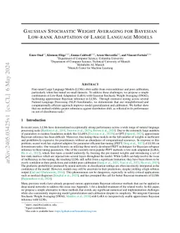 Gaussian Stochastic Weight Averaging for Bayesian Low-Rank Adaptation of
  Large Language Models