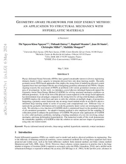 Geometry-aware framework for deep energy method: an application to
  structural mechanics with hyperelastic materials