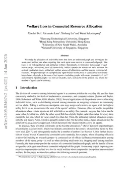 Welfare Loss in Connected Resource Allocation