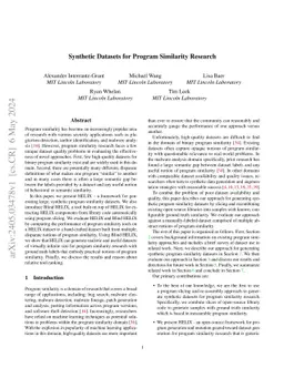 Synthetic Datasets for Program Similarity Research