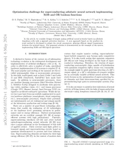 Optimisation challenge for superconducting adiabatic neural network
  implementing XOR and OR boolean functions