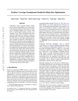 Position: Leverage Foundational Models for Black-Box Optimization