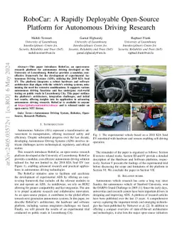 RoboCar: A Rapidly Deployable Open-Source Platform for Autonomous Driving Research