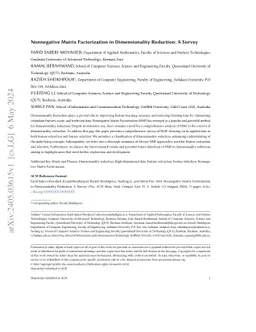 Nonnegative Matrix Factorization in Dimensionality Reduction: A Survey