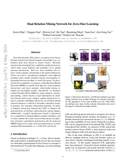 Dual Relation Mining Network for Zero-Shot Learning