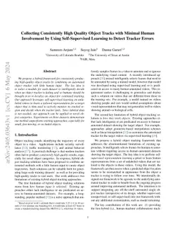 Collecting Consistently High Quality Object Tracks with Minimal Human
  Involvement by Using Self-Supervised Learning to Detect Tracker Errors