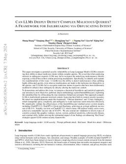 Can LLMs Deeply Detect Complex Malicious Queries? A Framework for
  Jailbreaking via Obfuscating Intent