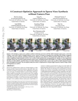 A Construct-Optimize Approach to Sparse View Synthesis without Camera
  Pose