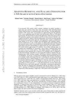 Adaptive Retrieval and Scalable Indexing for k-NN Search with
  Cross-Encoders