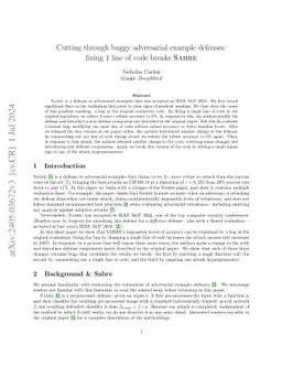 Cutting through buggy adversarial example defenses: fixing 1 line of
  code breaks Sabre