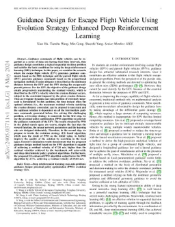 Guidance Design for Escape Flight Vehicle Using Evolution Strategy
  Enhanced Deep Reinforcement Learning