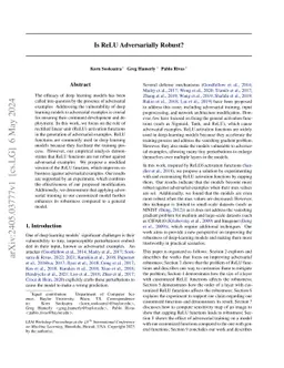 Is ReLU Adversarially Robust?