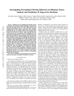 Investigating Personalized Driving Behaviors in Dilemma Zones: Analysis
  and Prediction of Stop-or-Go Decisions