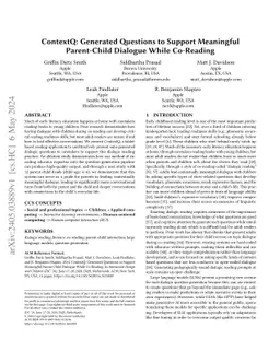 ContextQ: Generated Questions to Support Meaningful Parent-Child
  Dialogue While Co-Reading