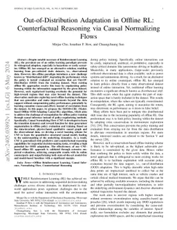 Out-of-Distribution Adaptation in Offline RL: Counterfactual Reasoning
  via Causal Normalizing Flows
