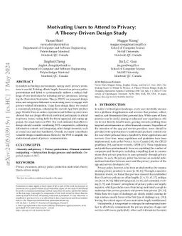 Motivating Users to Attend to Privacy: A Theory-Driven Design Study