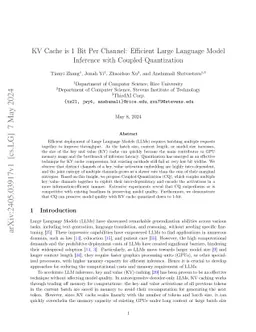 KV Cache is 1 Bit Per Channel: Efficient Large Language Model Inference
  with Coupled Quantization