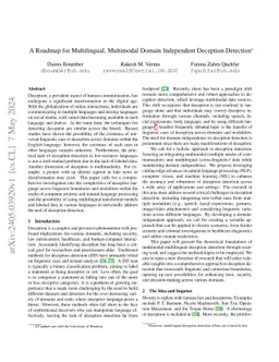 A Roadmap for Multilingual, Multimodal Domain Independent Deception
  Detection