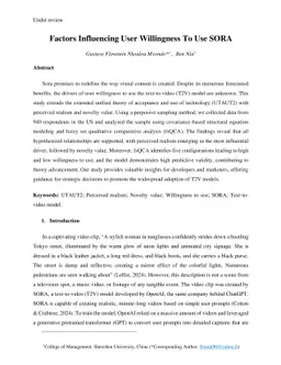 Factors Influencing User Willingness To Use SORA