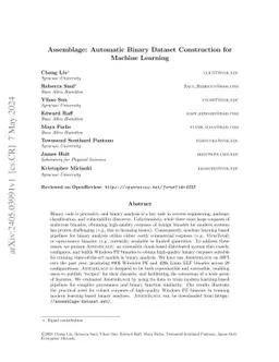 Assemblage: Automatic Binary Dataset Construction for Machine Learning