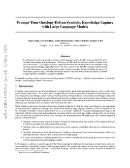 Prompt-Time Ontology-Driven Symbolic Knowledge Capture with Large
  Language Models