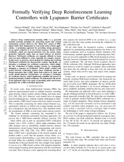Formally Verifying Deep Reinforcement Learning Controllers with Lyapunov
  Barrier Certificates