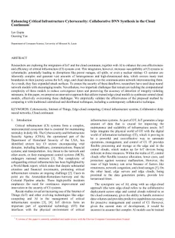 Enhancing Critical Infrastructure Cybersecurity: Collaborative DNN
  Synthesis in the Cloud Continuum