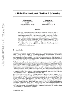 A finite time analysis of distributed Q-learning