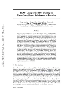 PEAC: Unsupervised Pre-training for Cross-Embodiment Reinforcement
  Learning