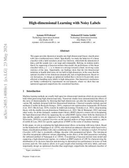 High-dimensional Learning with Noisy Labels